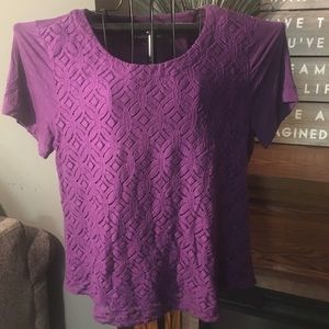 Croft and Barrow Short Sleeve Lace Scoop Neck